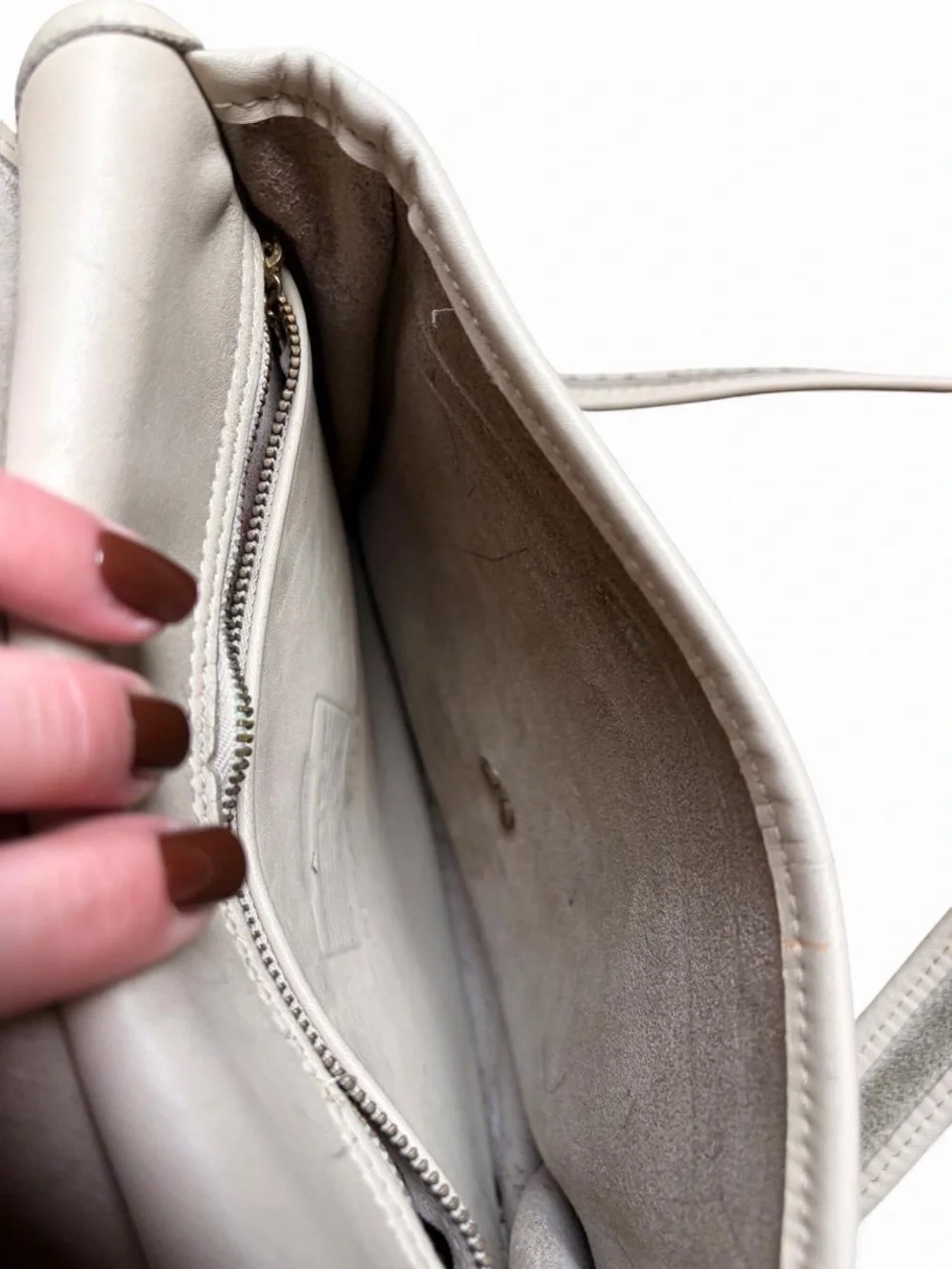 Coach Cream Leather Crescent Saddle Bag